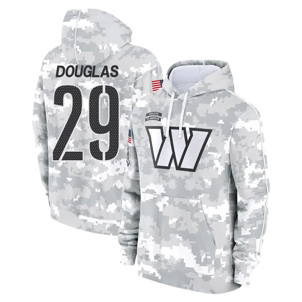 Fenge W.Commanders #29 Rasul Douglas Player Arctic Camo Limited Salute to Service Pullover Hoodies Game Stitched Jerseys