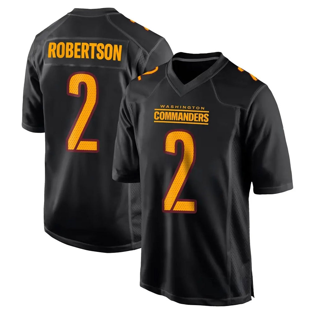 Fenge W.Commanders #2 Amik Robertson Player Black Carbon Fashion Home Game Stitched Jerseys