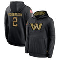 Fenge W.Commanders #2 Amik Robertson Player Black Salute to Service Performance Pullover Hoodies Home Game Stitched Jerseys
