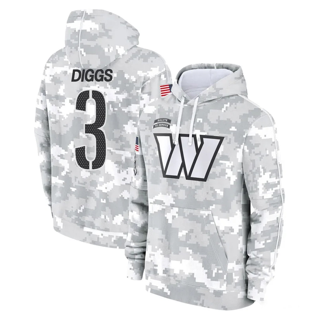 Fenge W.Commanders #3 Stefon Diggs Player Arctic Camo Limited Salute to Service Pullover Hoodies Game Stitched Jerseys
