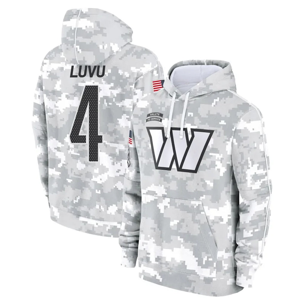 Fenge W.Commanders #4 Frankie Luvu Player Arctic Camo Salute to Service Hoodies Stitched Jerseys