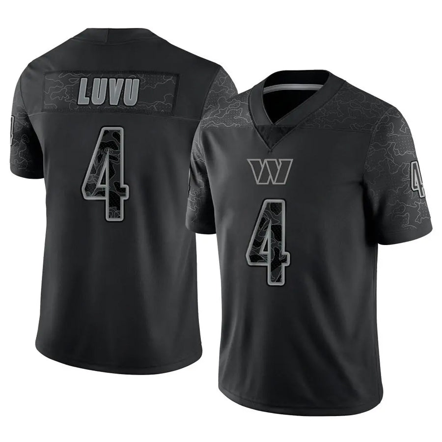 Fenge W.Commanders #4 Frankie Luvu Player Black RFLCTV Limited Stitched Jerseys