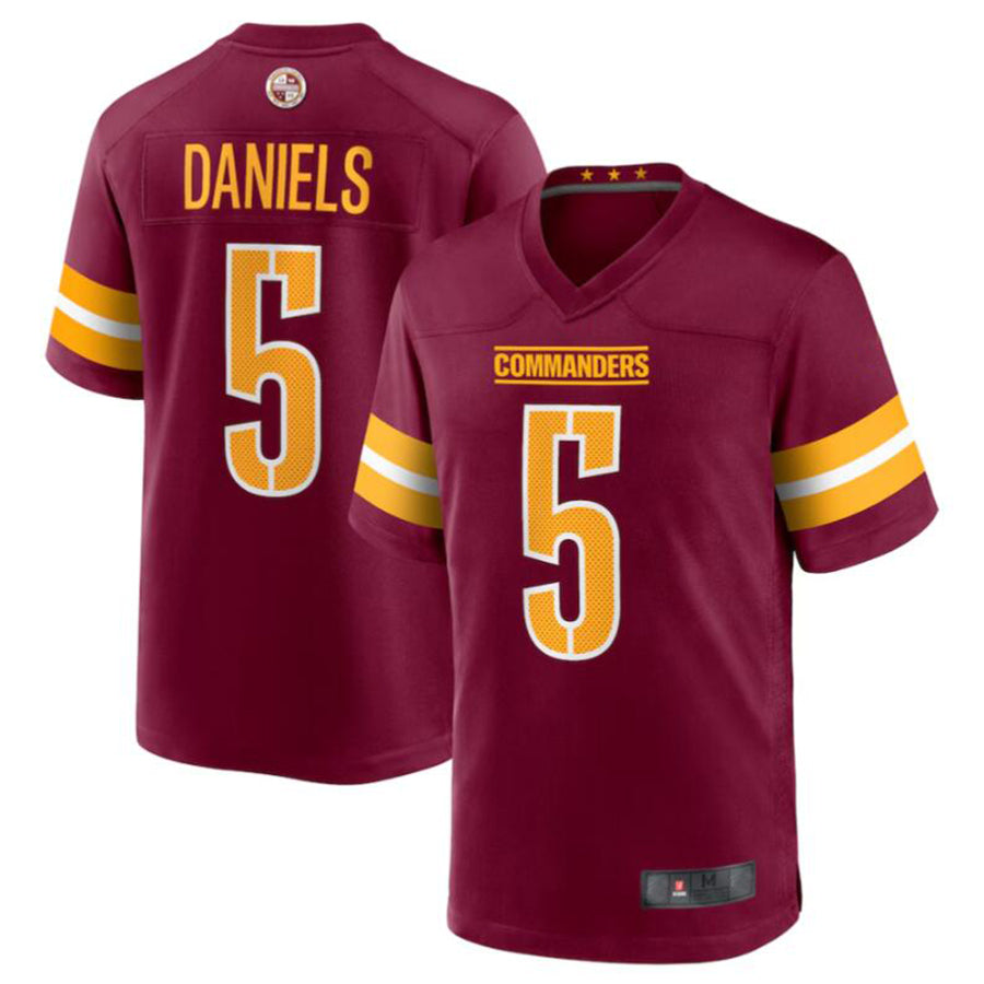 Fenge W.Commanders #5 Jayden Daniels Burgundy 2024 Draft First Round Pick Player Game Stitched Jerseys
