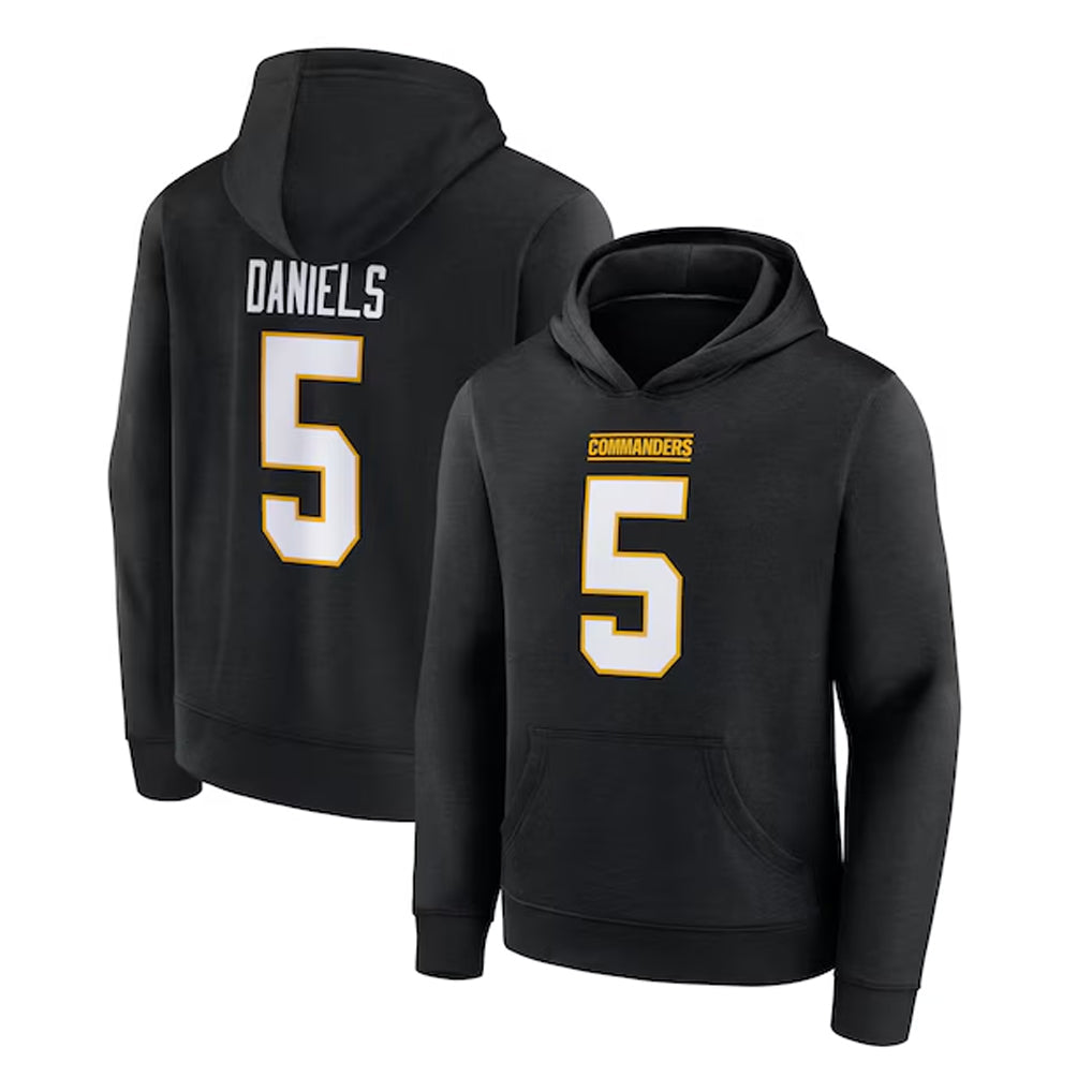 Fenge W.Commanders #5 Jayden Daniels Player Black Salute to Service Hoodies Stitched Jerseys