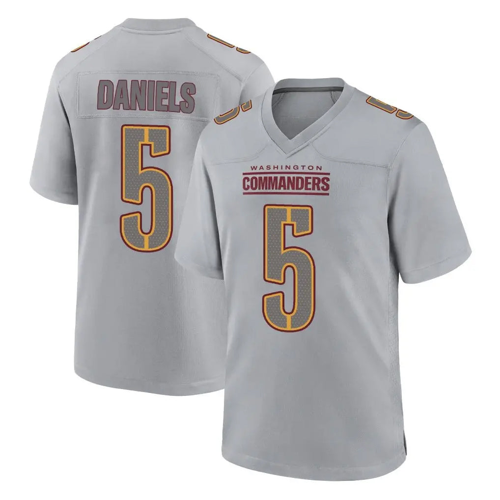 Fenge W.Commanders #5 Jayden Daniels Player Gray Atmosphere Fashion Home Game Stitched Jerseys