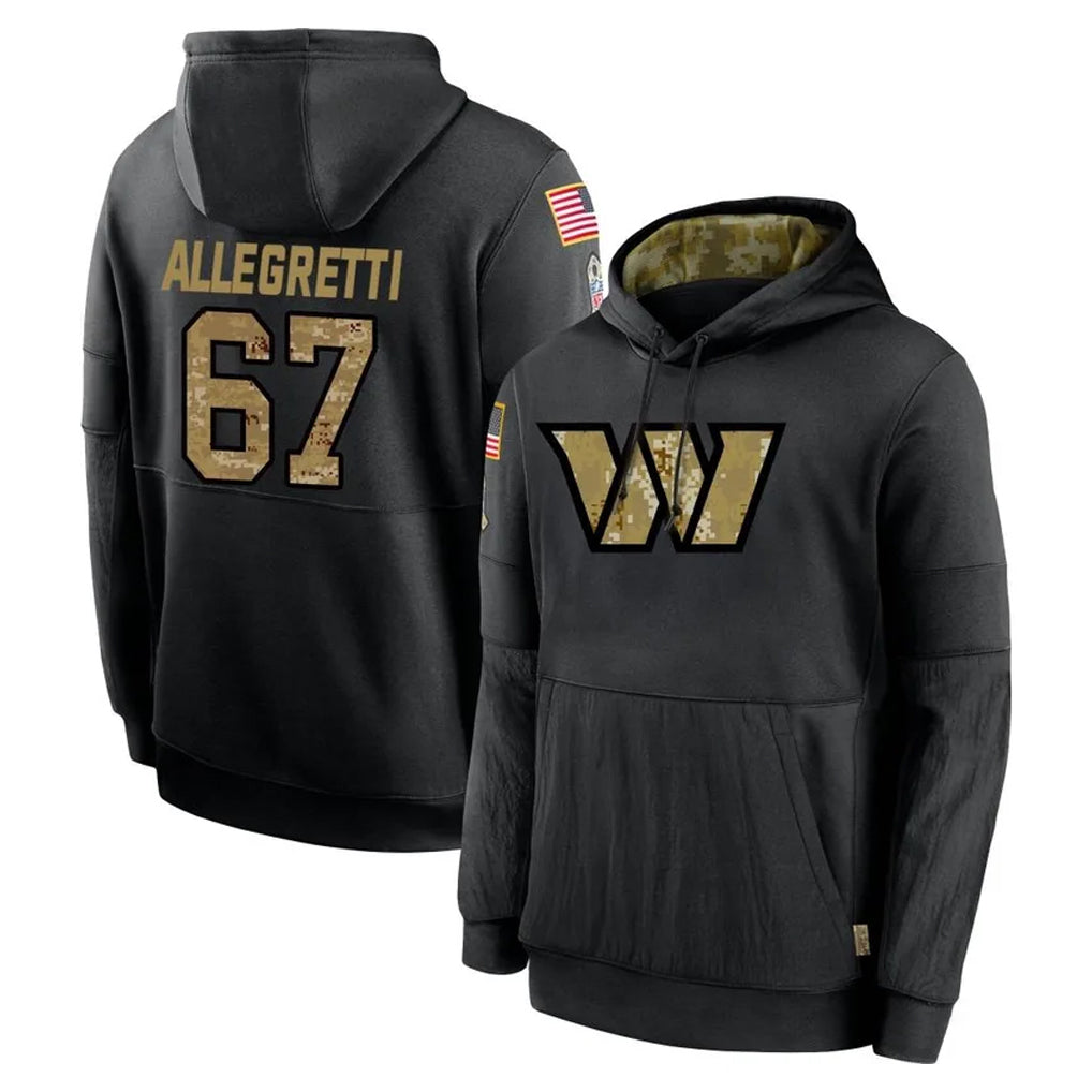 Fenge W.Commanders #67 Nick Allegretti Player Black Salute to Service Performance Pullover Hoodies Home Game Stitched Jerseys