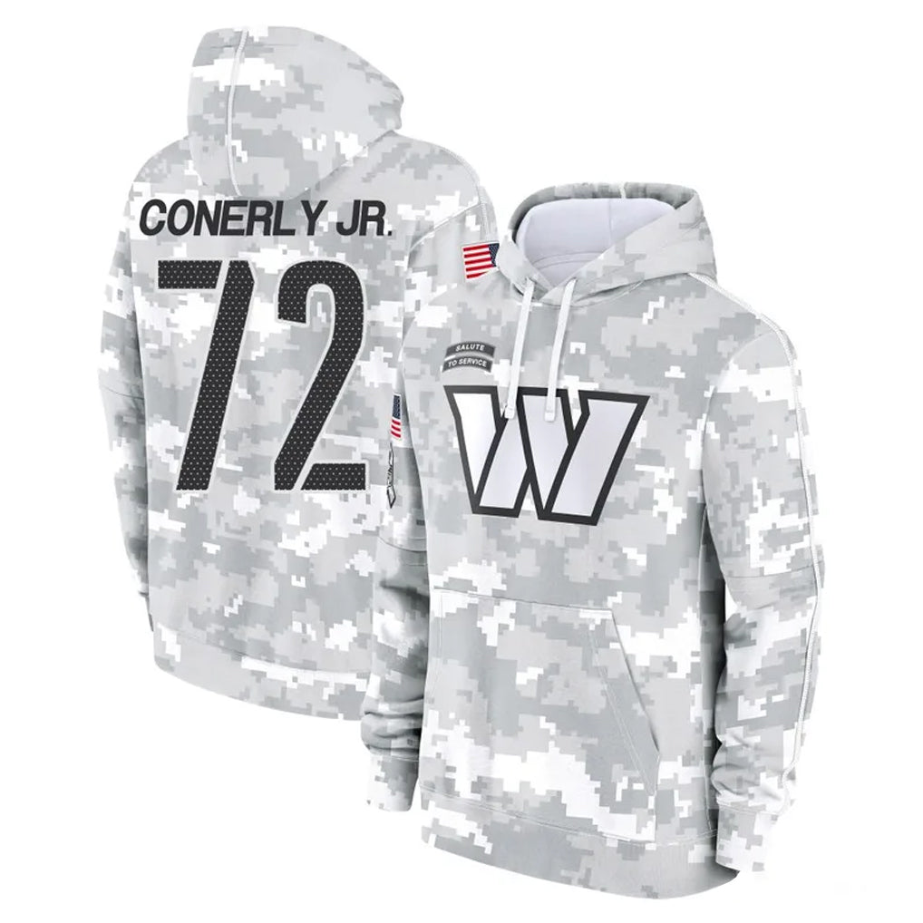 Fenge W.Commanders #72 Josh Conerly Jr. Player Arctic Camo Limited Salute to Service Pullover Hoodies Game Stitched Jerseys