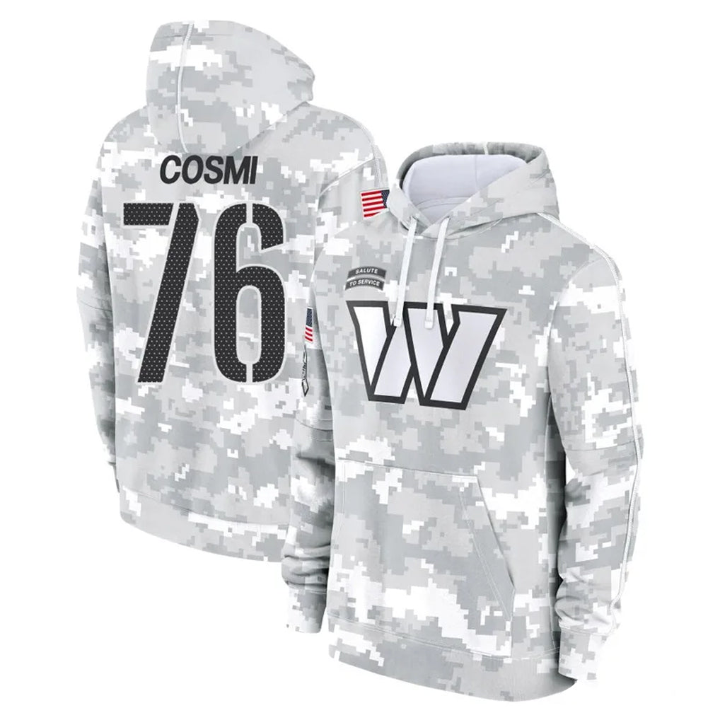 Fenge W.Commanders #76 Sam Cosmi Player Arctic Camo Limited Salute to Service Pullover Hoodies Game Stitched Jerseys