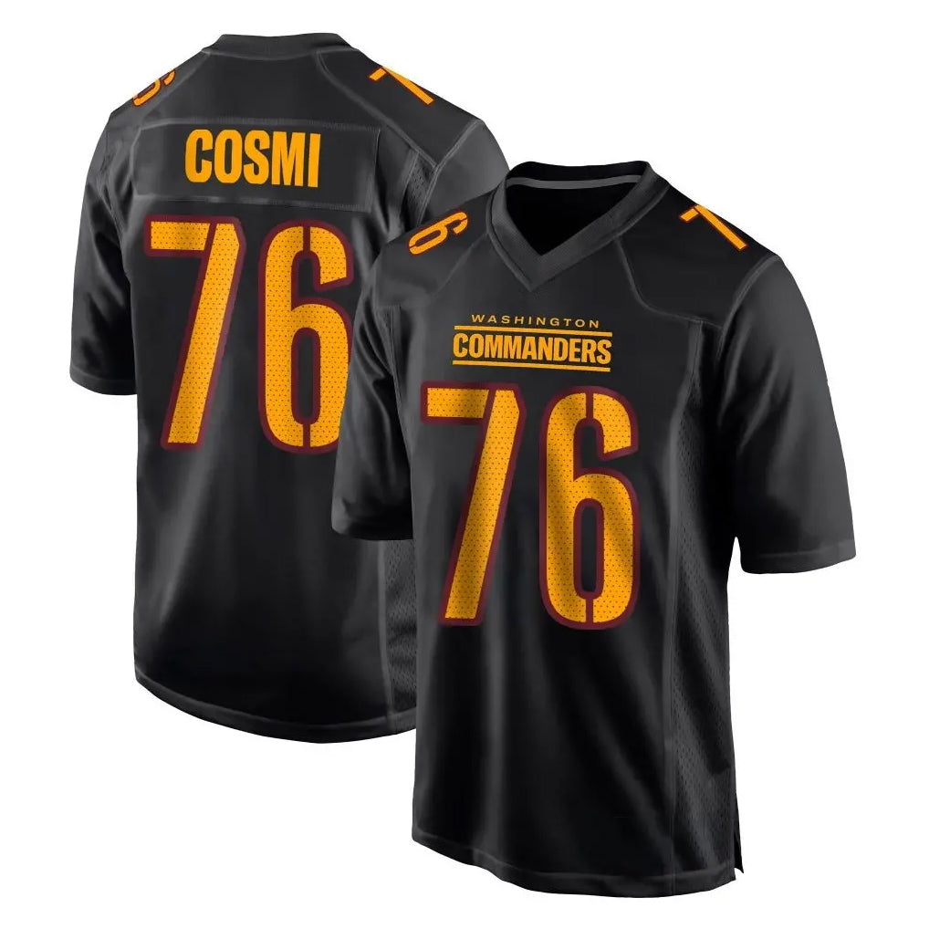 Fenge W.Commanders #76 Sam Cosmi Player Black Carbon Fashion Home Game Stitched Jerseys