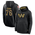 Fenge W.Commanders #76 Sam Cosmi Player Black Salute to Service Performance Pullover Hoodies Home Game Stitched Jerseys