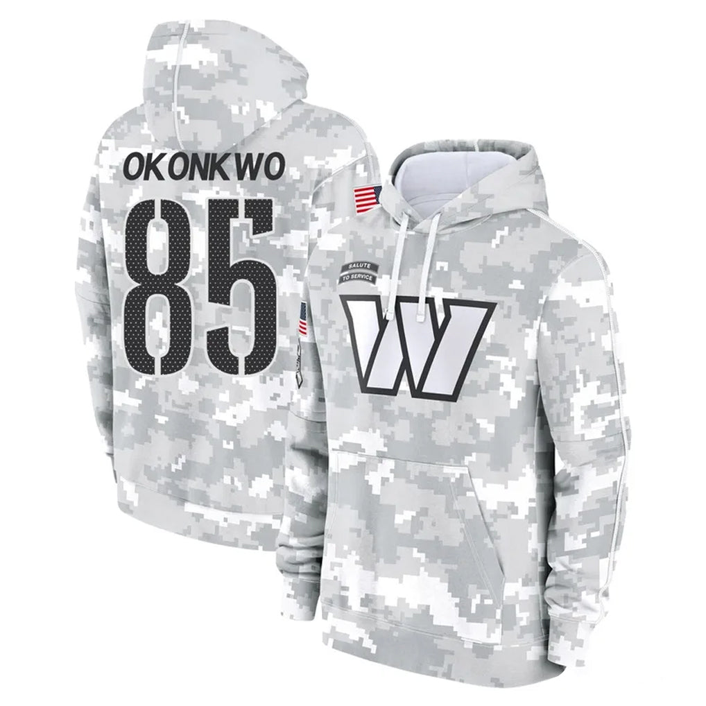 Fenge W.Commanders #85 Chig Okonkwo Player Arctic Camo Limited Salute to Service Pullover Hoodies Game Stitched Jerseys