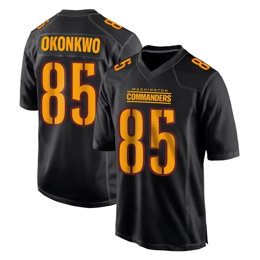 Fenge W.Commanders #85 Chig Okonkwo Player Black Carbon Fashion Home Game Stitched Jerseys