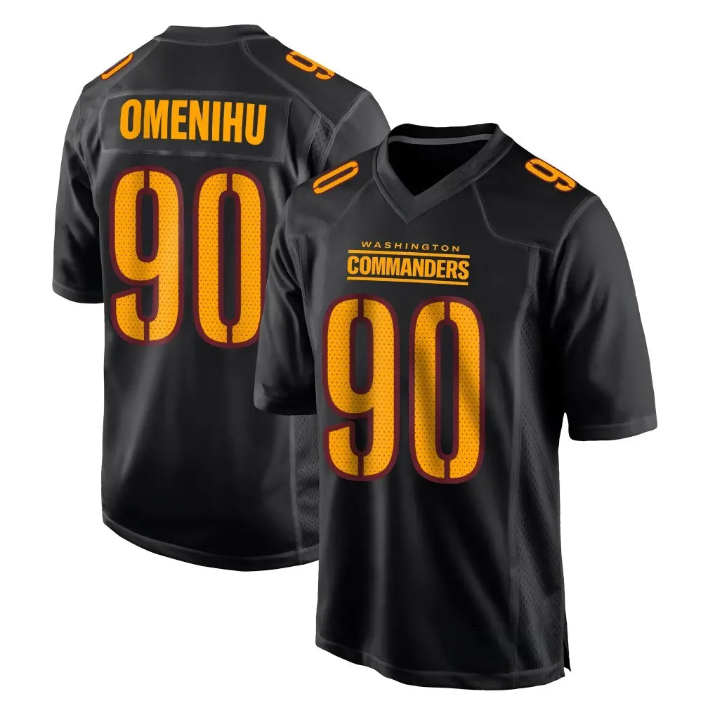Fenge W.Commanders #90 Charles Omenihu Player Black Carbon Fashion Home Game Stitched Jerseys
