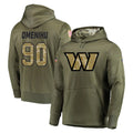 Fenge W.Commanders #90 Charles Omenihu Player Olive Salute to Service Pullover Hoodie Limited Home Game Stitched Jerseys