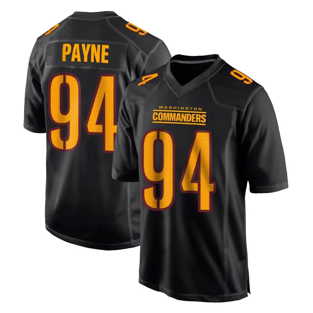 Fenge W.Commanders #94 Daron Payne Player Black Carbon Fashion Home Game Stitched Jerseys