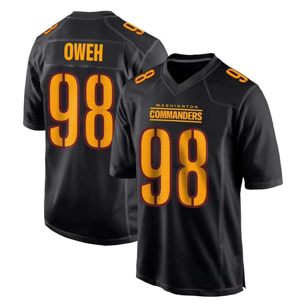 Fenge W.Commanders #98 Odafe Oweh Player Black Carbon Fashion Home Game Stitched Jerseys