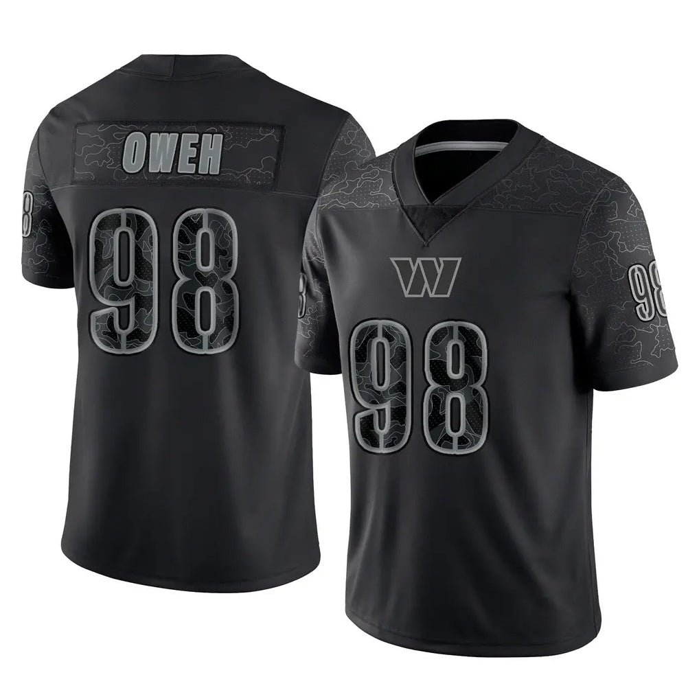 Fenge W.Commanders #98 Odafe Oweh Player Black Limited Reflective Home Game Stitched Jerseys