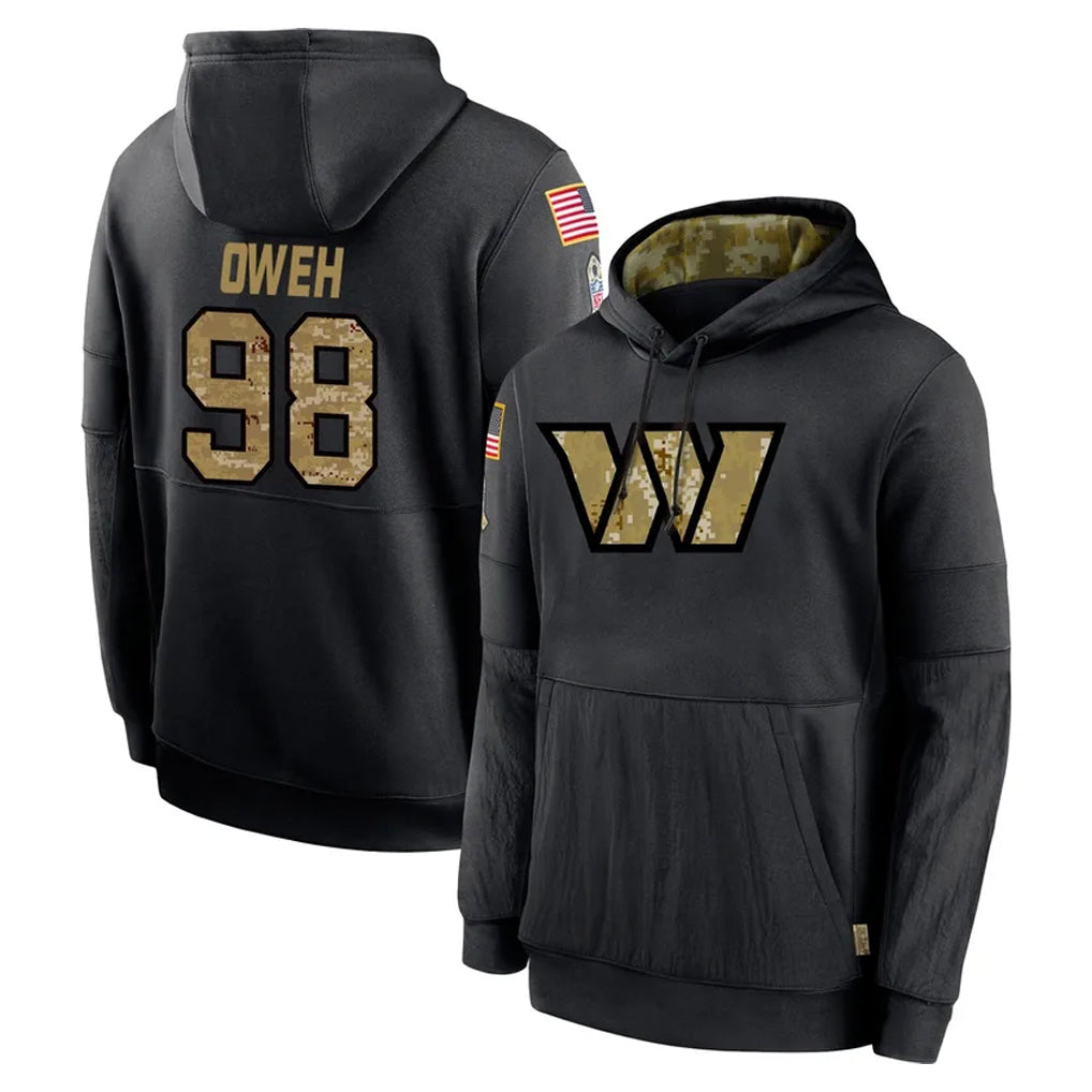 Fenge W.Commanders #98 Odafe Oweh Player Black Salute to Service Performance Pullover Hoodies Home Game Stitched Jerseys