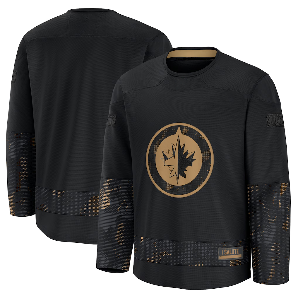 Fenge W.Jets Black 2024 Military Appreciation Practice Jerseys