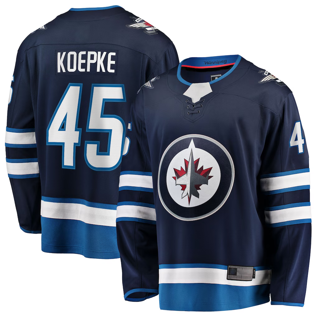 Fenge W.Jets #45 Cole Koepke Navy Home Breakaway Jerseys
