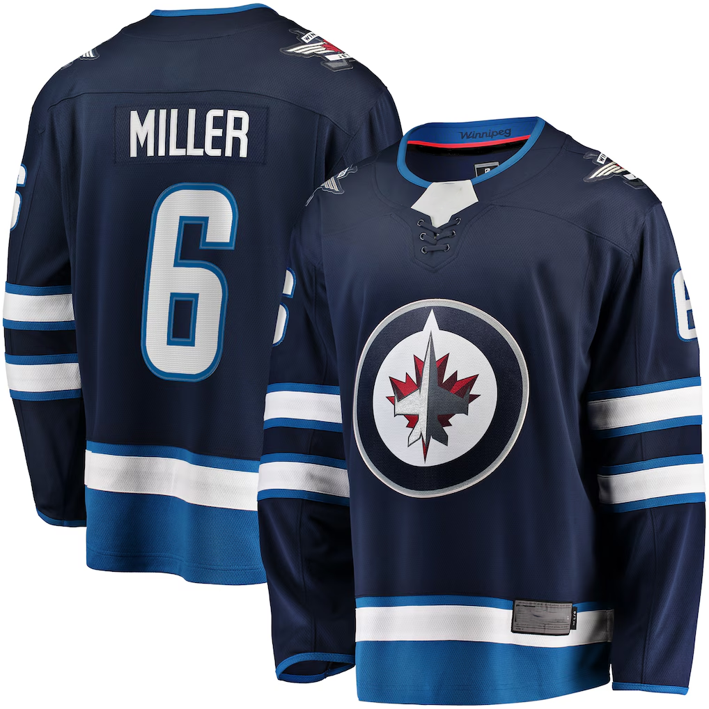 Fenge W.Jets #6 Colin Miller Navy Home Premier Breakaway Player Jerseys