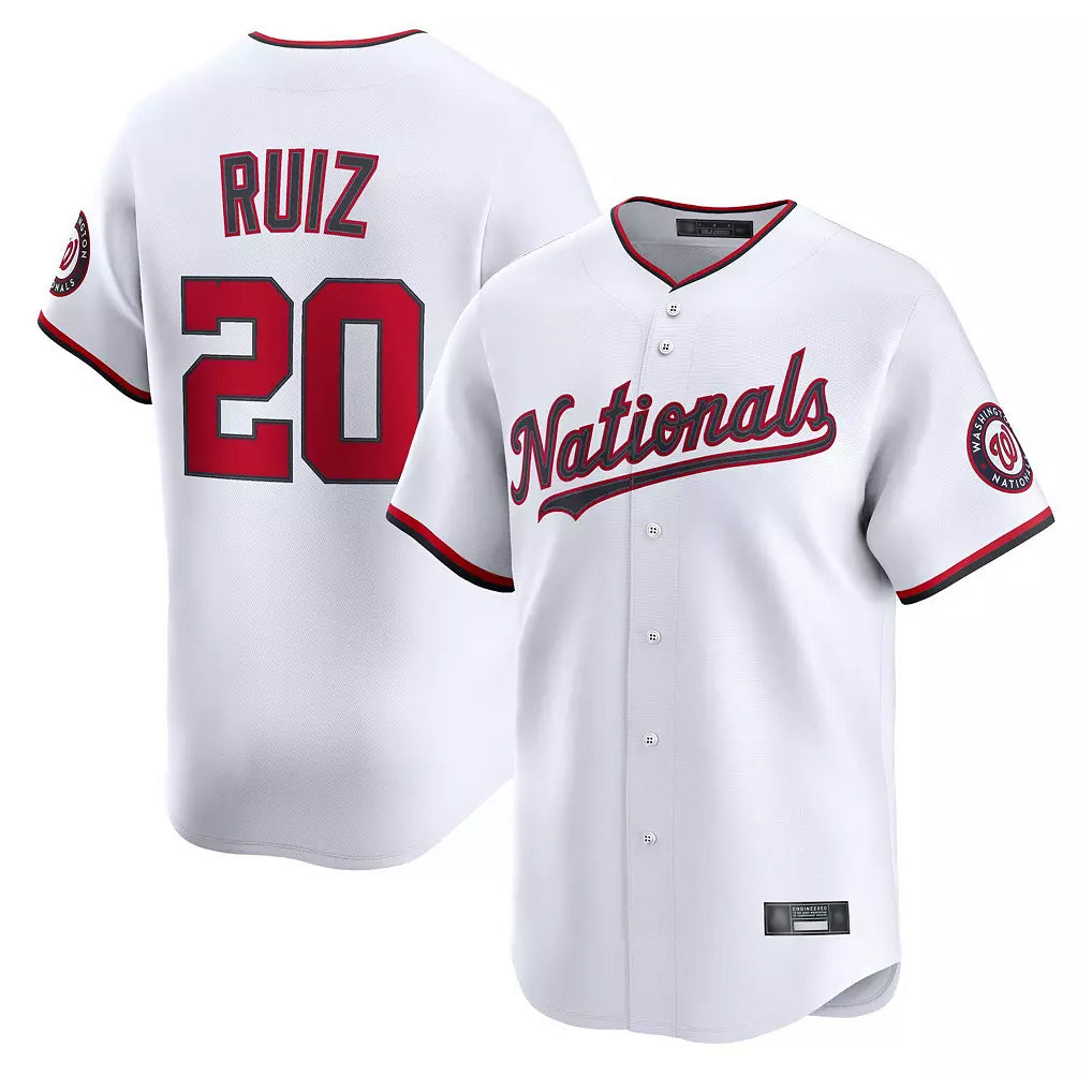 Fenge W.Nationals #20 Keibert Ruiz Player White Home Alternate Limited Replica Jerseys