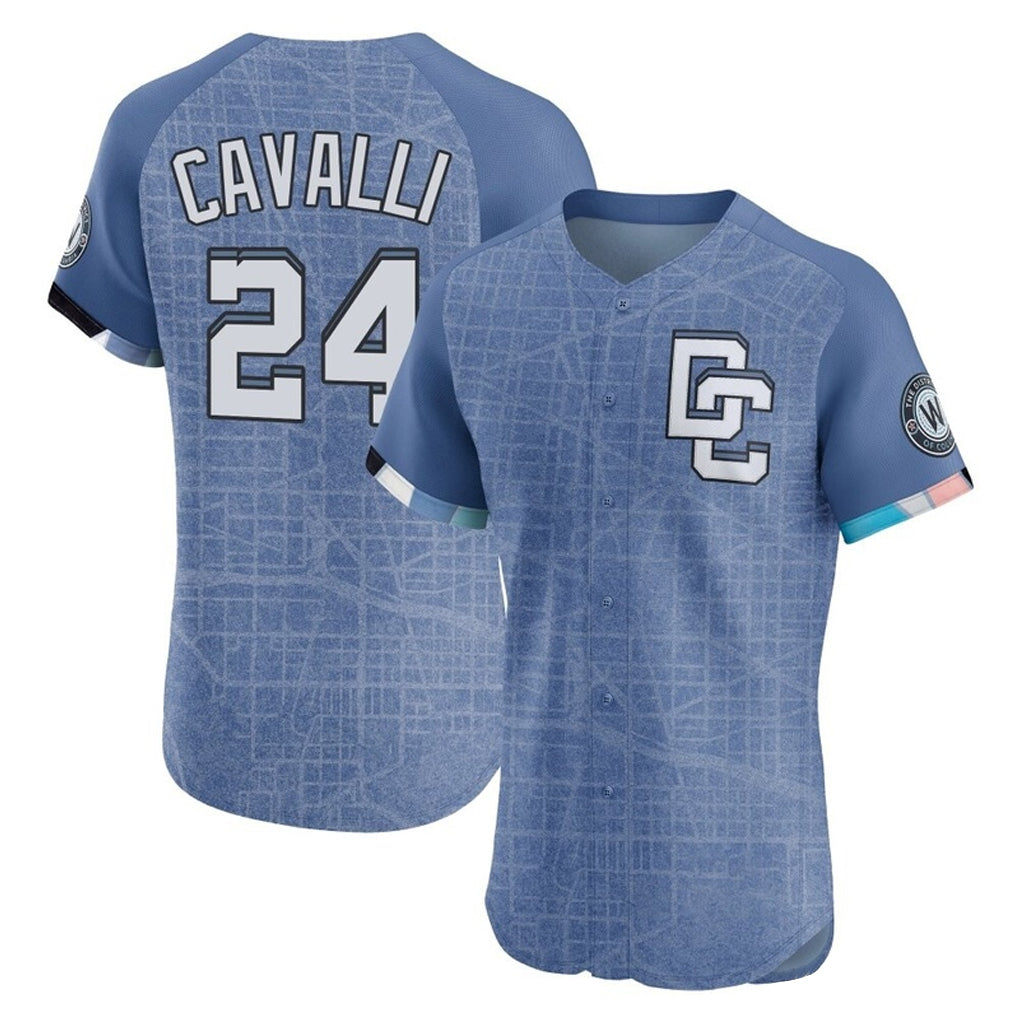 Fenge W.Nationals #24 Cade Cavalli Player Blue City Connect Elite Limited Stitched Jerseys