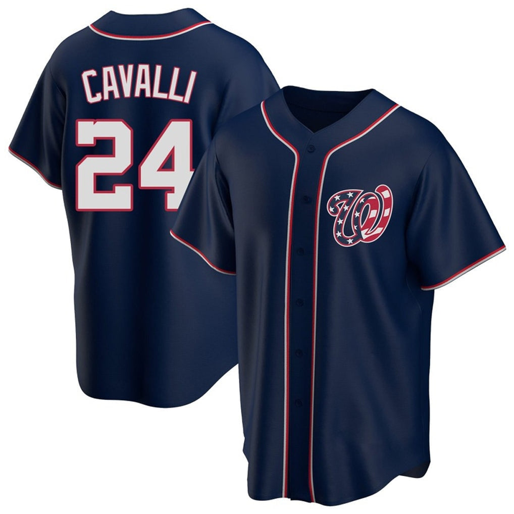 Fenge W.Nationals #24 Cade Cavalli Player Navy Blue Replica Game Stitched Jerseys