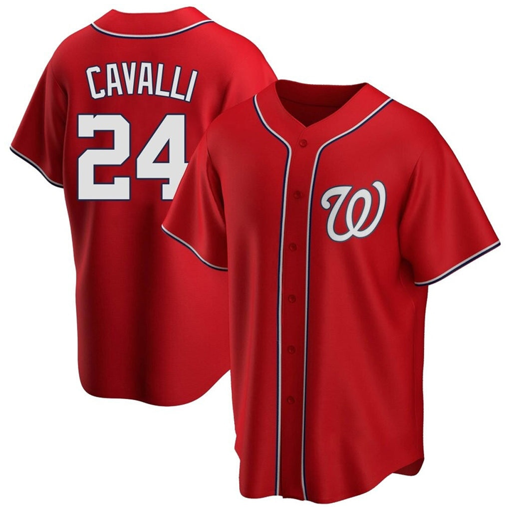 Fenge W.Nationals #24 Cade Cavalli Player Red Replica Game Stitched Jerseys