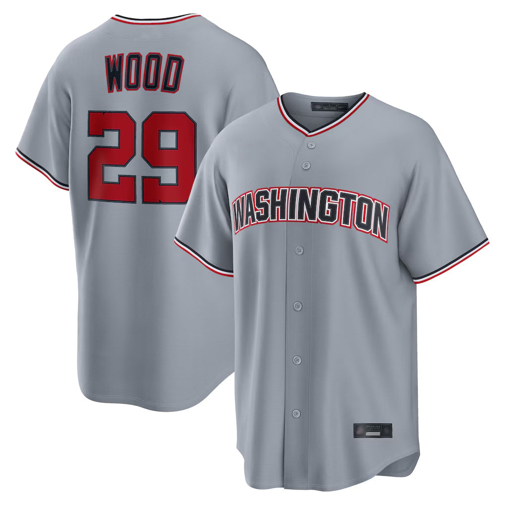 Fenge W.Nationals #29 James Wood Player Gray Road Replica Stitched Jerseys