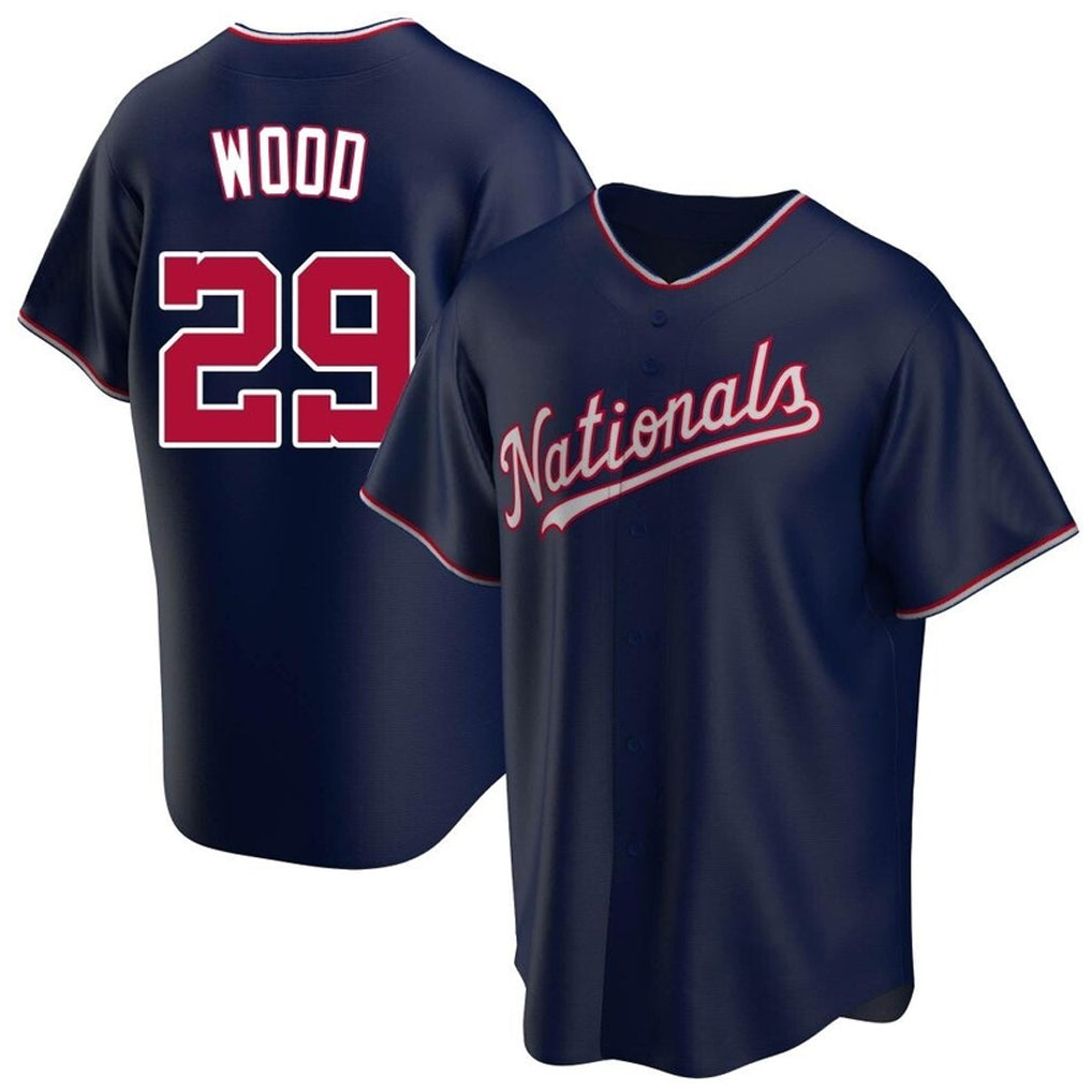 Fenge W.Nationals #29 James Wood Player Navy Blue Replica Game Stitched Jerseys
