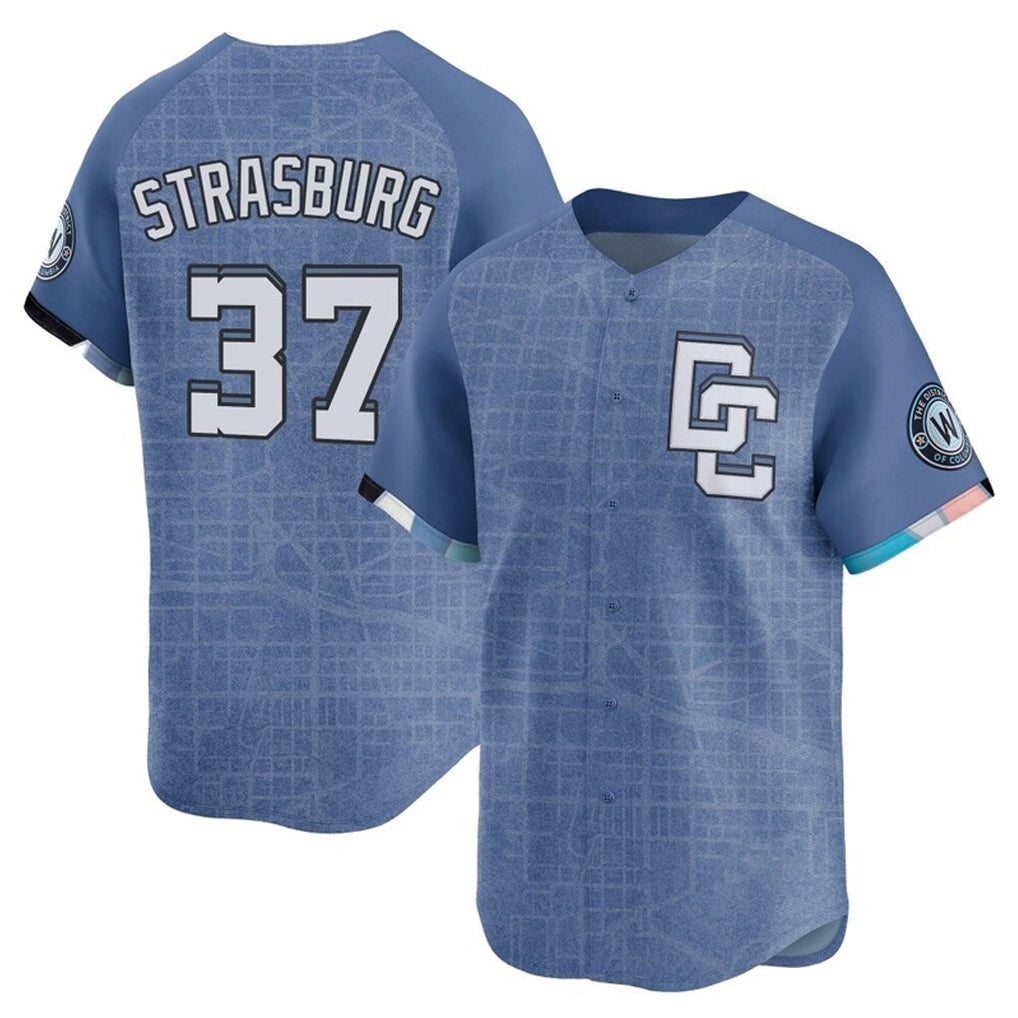 Fenge W.Nationals #37 Stephen Strasburg Player Blue City Connect Elite Stitched Jerseys