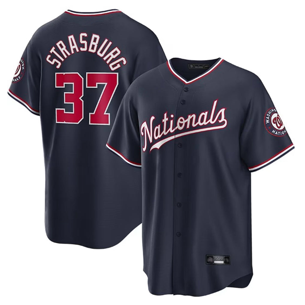 Fenge W.Nationals #37 Stephen Strasburg Player Navy Replica Stitched Jerseys
