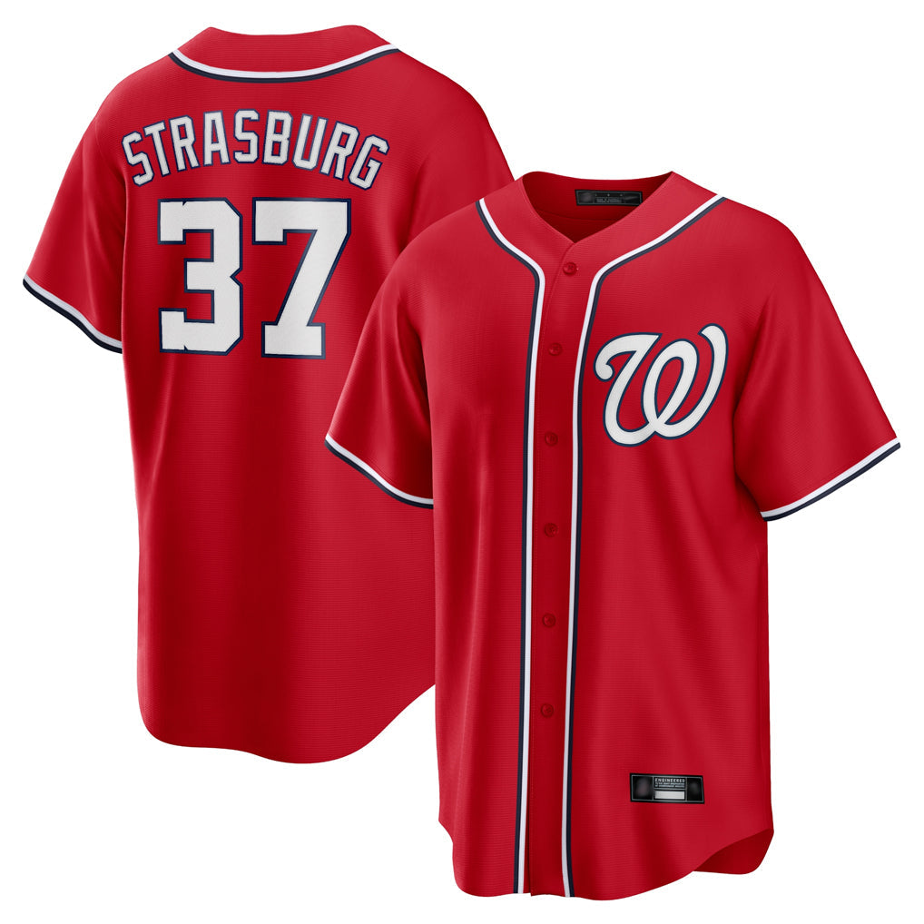 Fenge W.Nationals #37 Stephen Strasburg Player Red Alternate Replica Player Game Stitched Jerseys