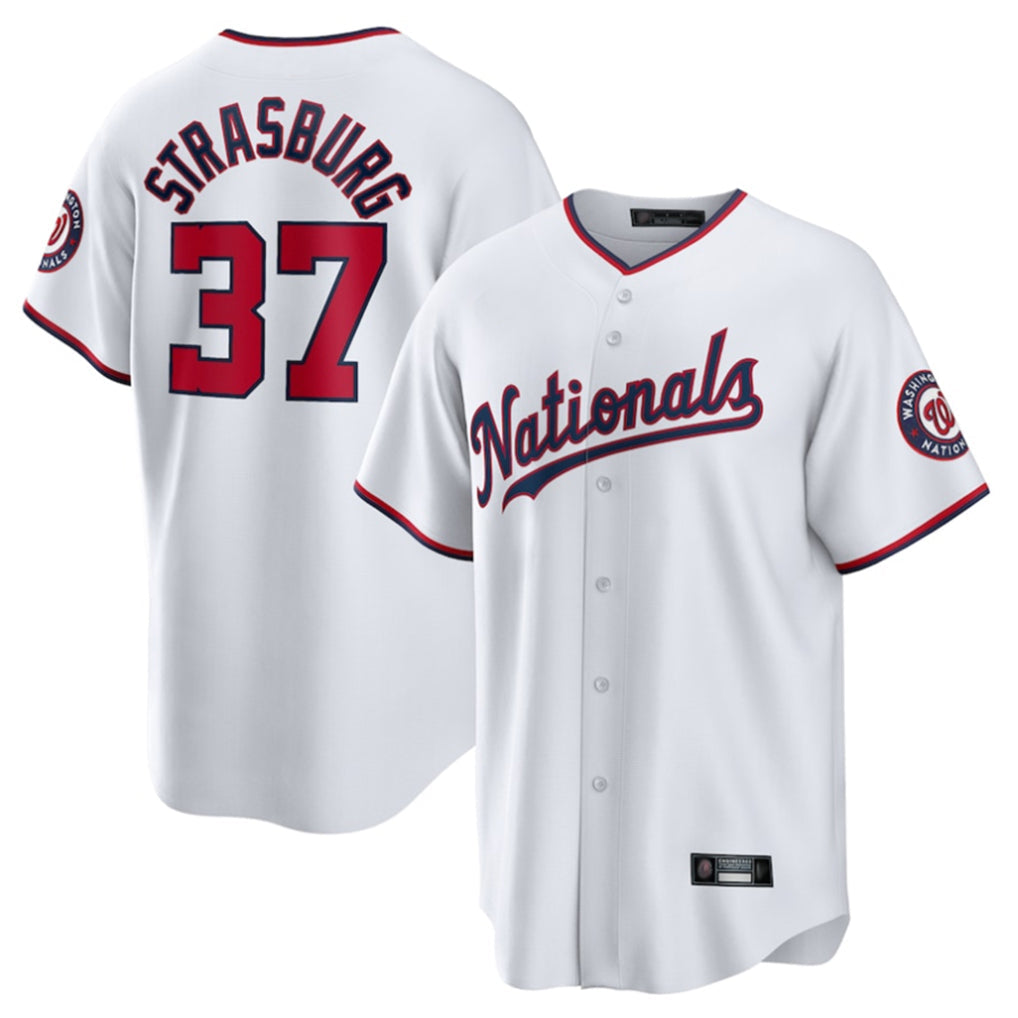 Fenge W.Nationals #37 Stephen Strasburg Player White Home Game Stitched Jerseys