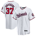 Fenge W.Nationals #37 Stephen Strasburg Player White Home Game Stitched Jerseys