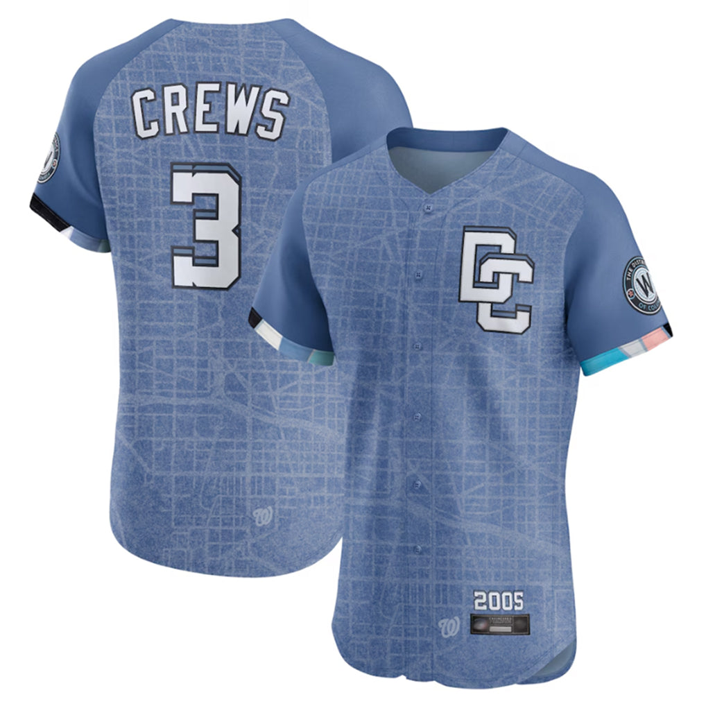 Fenge W.Nationals #3 Dylan Crews Player Blue City Connect Elite Stitched Jerseys