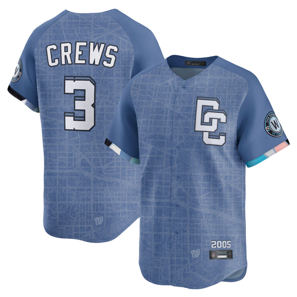 Fenge W.Nationals #3 Dylan Crews Player Blue Limited City Connect Stitched Jerseys