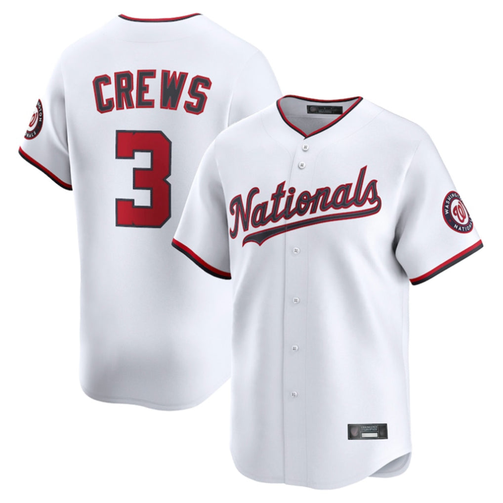 Fenge W.Nationals #3 Dylan Crews Player White Limited Replica Stitched Jerseys