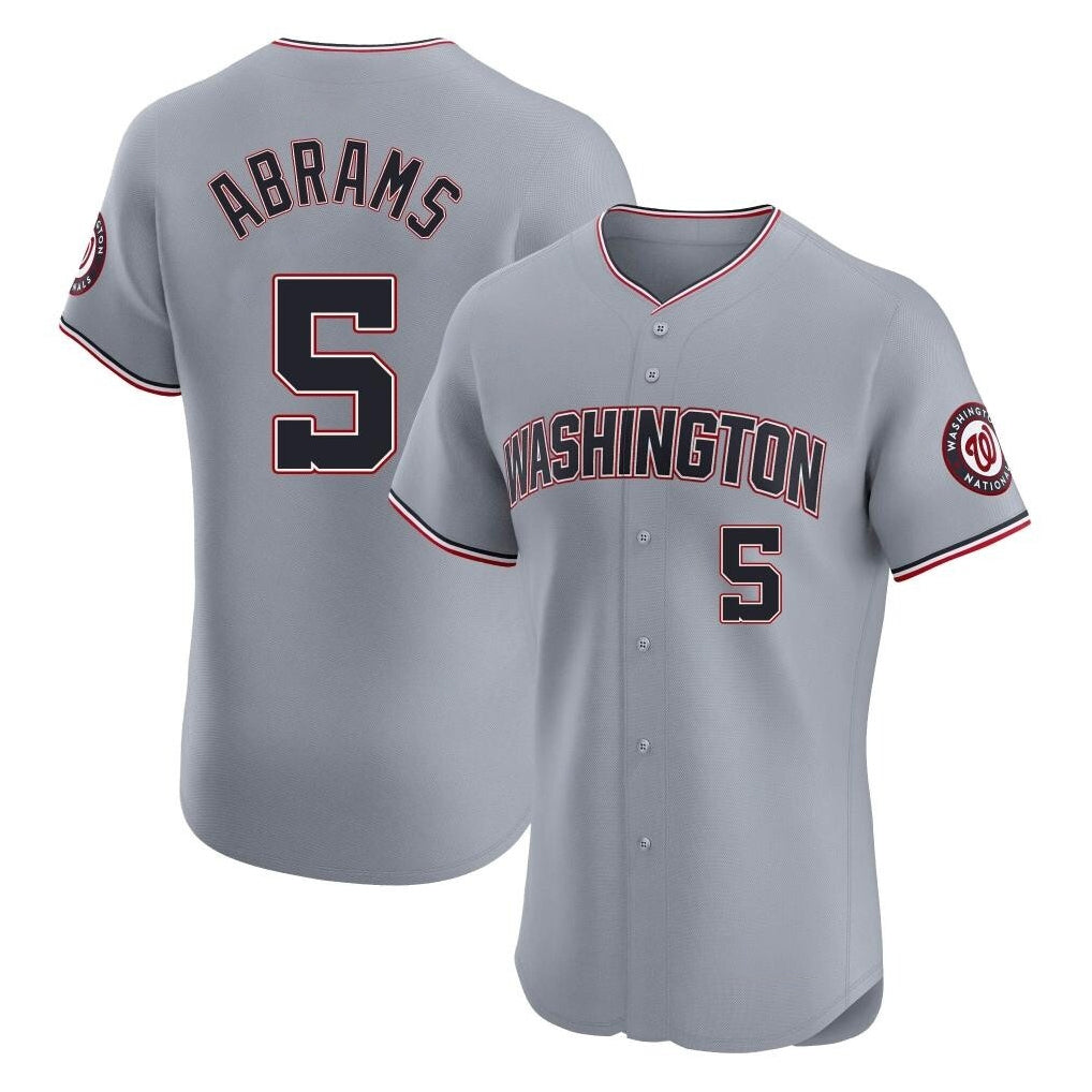 Fenge W.Nationals #5 CJ Abrams Player Gray Elite Road Replica Stitched Jerseys