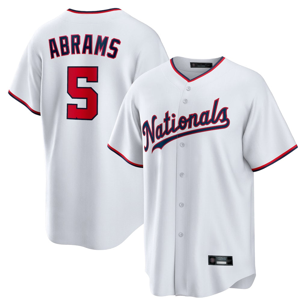 Fenge W.Nationals #5 CJ Abrams Player White Home Replica Stitched Jerseys