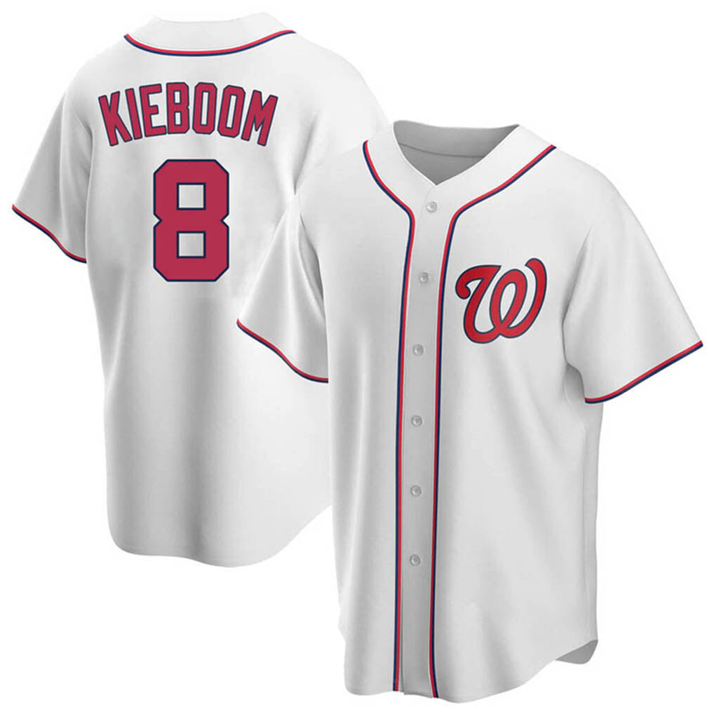 Fenge W.Nationals #8 Carter Kieboom Player White Home Replica Game Stitched Jerseys