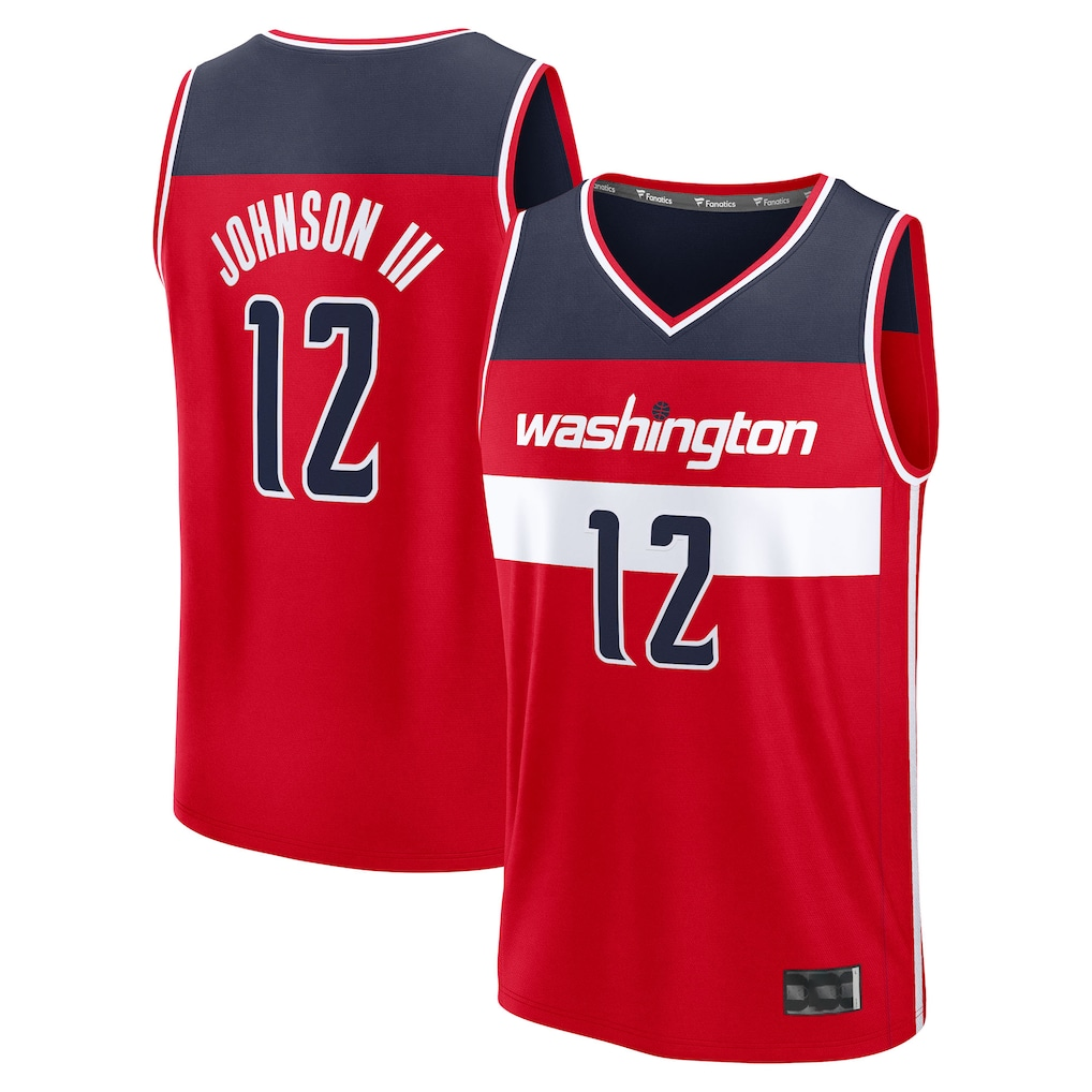 Fenge W.Wizards #12 Tre Johnson III Red 2025  Draft First Round Pick Fast Break Replica Jerseys - Icon Edition