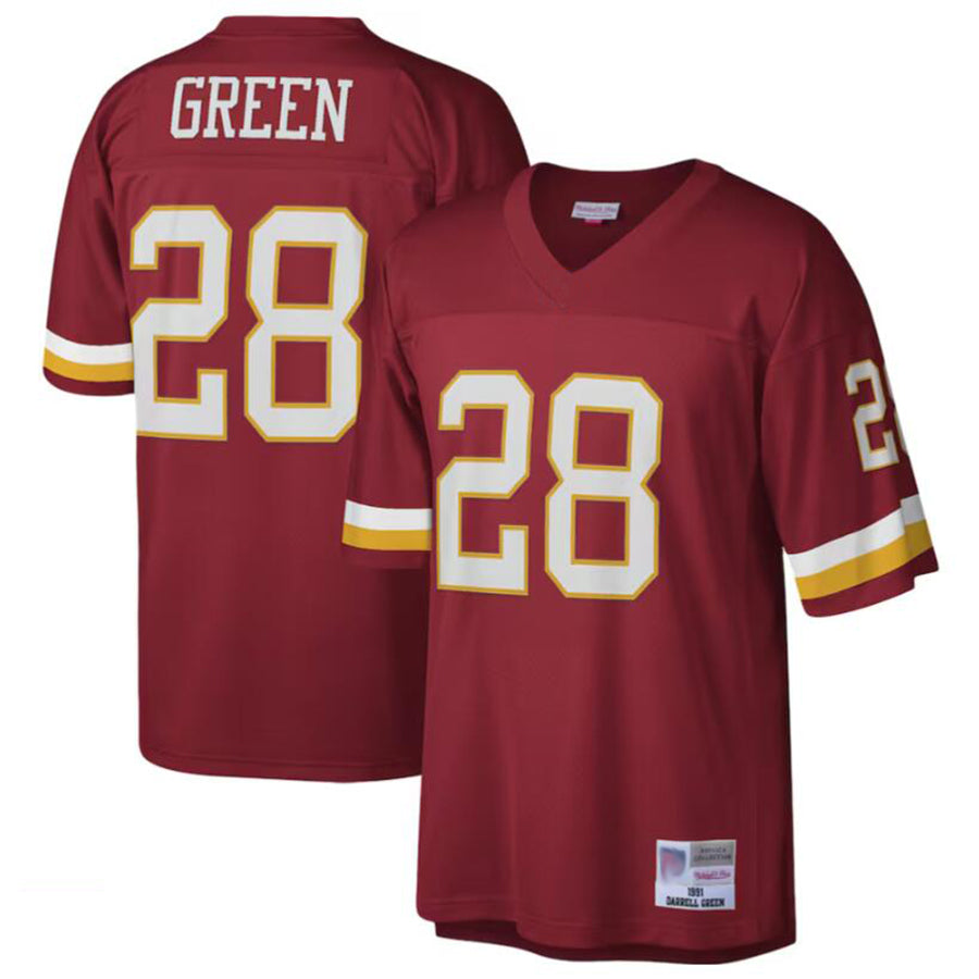 Fenge Washington Football Team #28 Darrell Green Mitchell & Ness Burgundy Legacy Replica Stitched Jersey