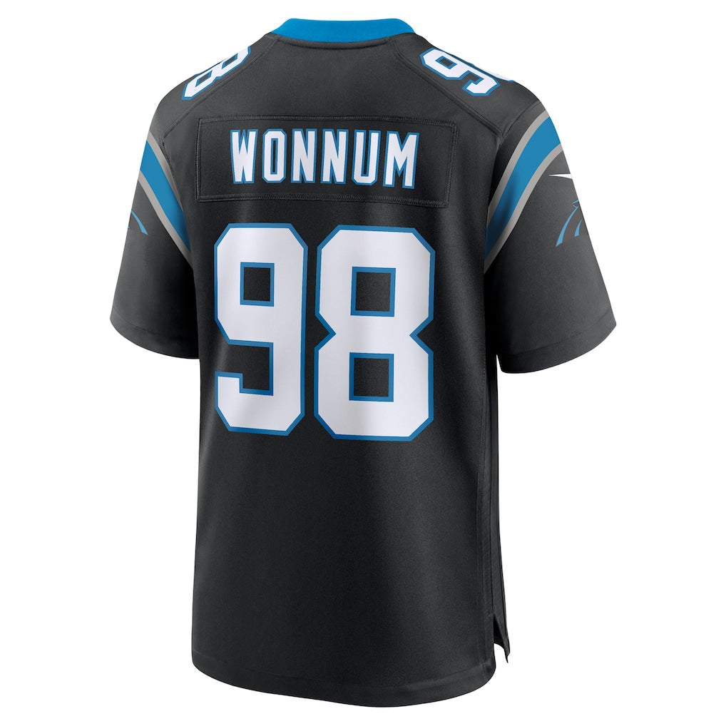 Fenge C.Panthers #98 D.J. Wonnum Black Game Jersey