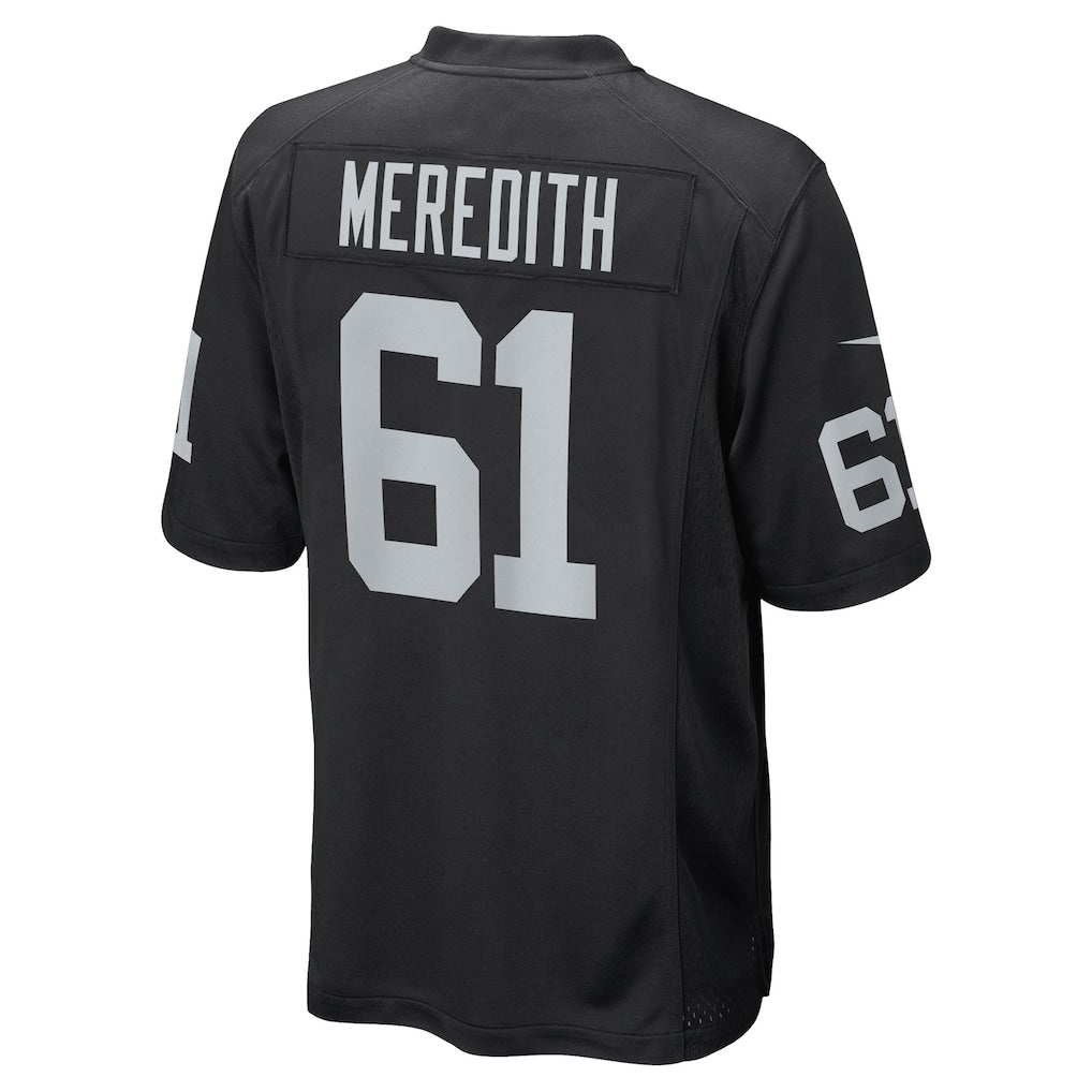 Fenge LV.Raiders #61 Jordan Meredith Black Game Player Jersey