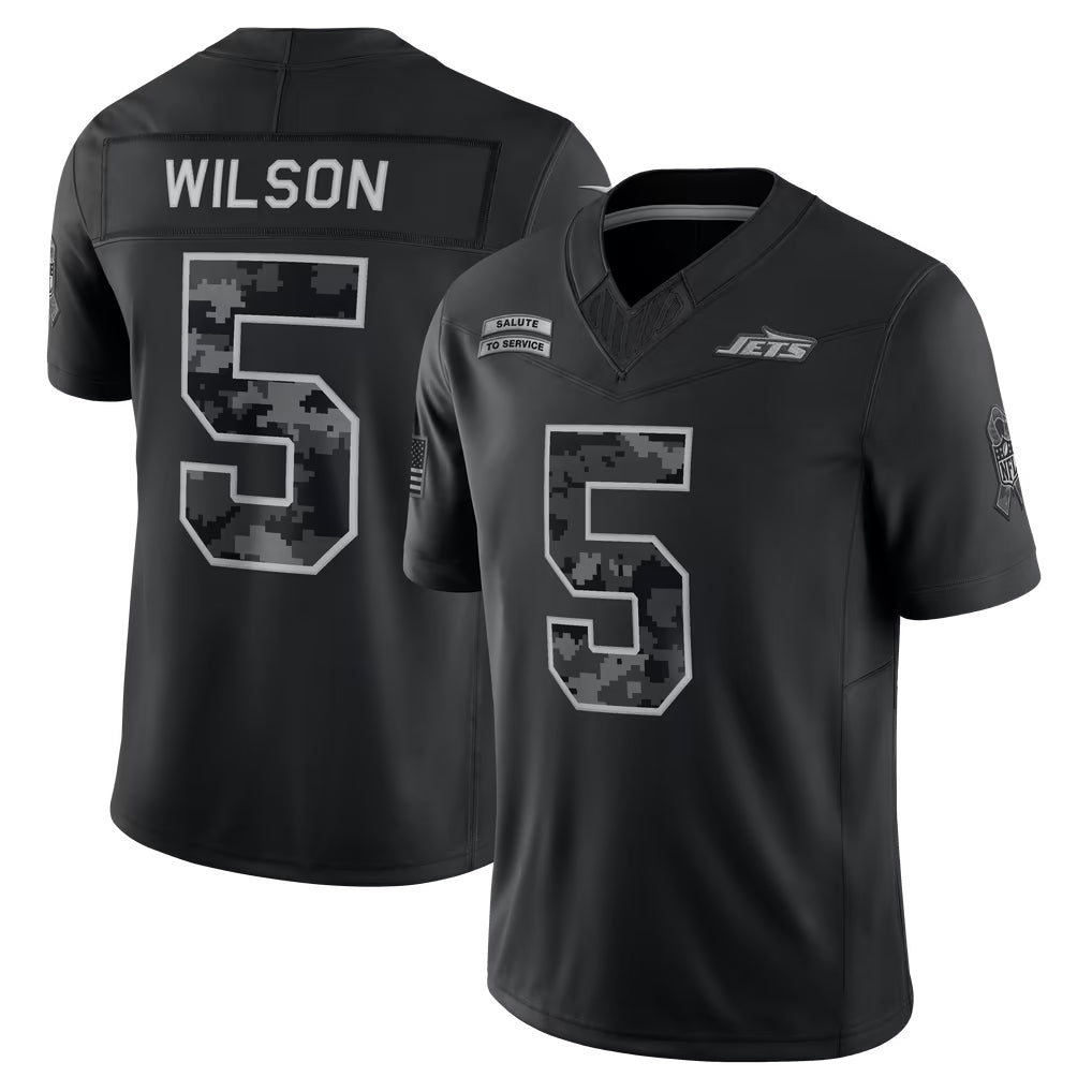 Fenge NY.Jets #5 Garrett Wilson Player Black Limited 2026 Salute to Service Home Game Stitched Jerseys