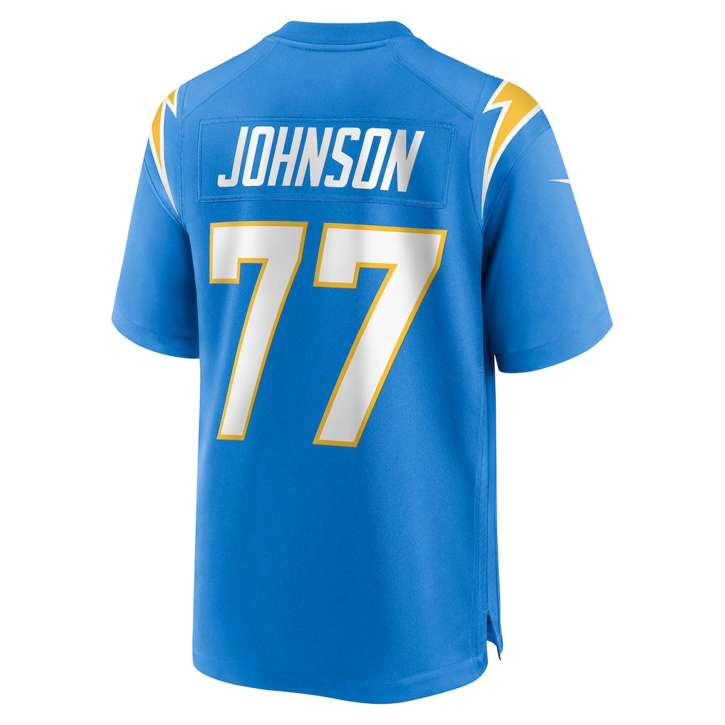 Fenge LA.Chargers #77 Zion Johnson Powder Blue Player Game Jersey