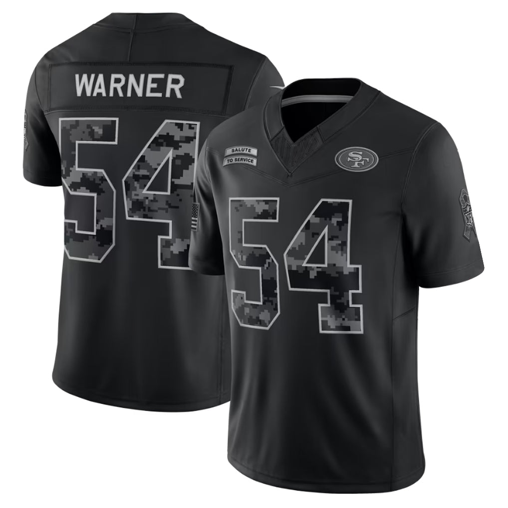 Fenge SF.49ers #54 Fred Warner Player Black Limited 2026 Salute to Service Home Game Stitched Jerseys