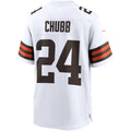 Fenge C.Browns #24 Nick Chubb White Game Jersey